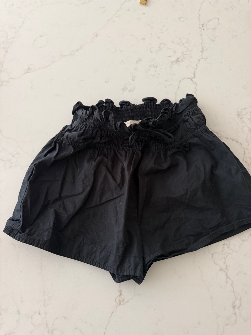 Ulla Johnson Black Paperbag Waist Ruffle Shorts